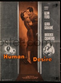 7s276 HUMAN DESIRE pressbook 1954 Gloria Grahame born to be bad, kissed & to make trouble!
