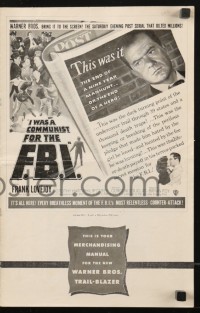 7s280 I WAS A COMMUNIST FOR THE FBI pressbook 1951 Frank Lovejoy, Red Scare film noir!