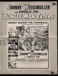 7s291 JUNGLE MAN-EATERS pressbook 1954 Cravath art of Johnny Weissmuller as Jungle Jim vs cannibals!