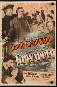 7s295 KIDNAPPED pressbook 1948 Roddy McDowall, pirates, written by Robert Louis Stevenson!
