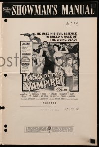 7s306 KISS OF THE VAMPIRE pressbook 1964 Hammer horror, different images & artwork!