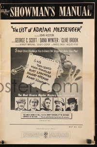 7s318 LIST OF ADRIAN MESSENGER pressbook 1963 John Huston directs five heavily disguised great stars!
