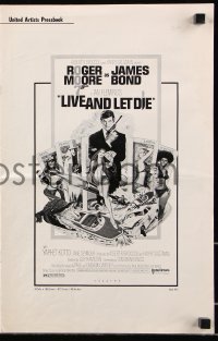 7s319 LIVE & LET DIE pressbook 1973 Roger Moore as James Bond, art by Robert McGinnis!