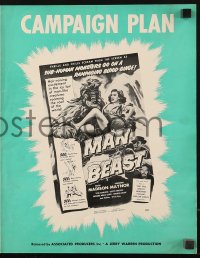 7s342 MAN BEAST pressbook 1956 great artwork of sub-human Yeti monster carrying its victim!