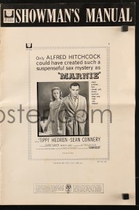 7s354 MARNIE pressbook 1964 Sean Connery & Tippi Hedren in Hitchcock's suspenseful sex mystery!