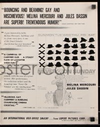 7s382 NEVER ON SUNDAY pressbook 1960 Jules Dassin's Pote tin Kyriaki, art of sexy Melina Mercouri!