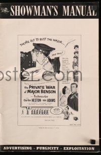 7s433 PRIVATE WAR OF MAJOR BENSON pressbook 1955 the kids are out to bust Major Charlton Heston!