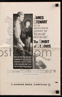 7s502 SPIRIT OF ST. LOUIS pressbook 1957 James Stewart as Charles Lindbergh, Billy Wilder!