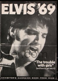7s560 TROUBLE WITH GIRLS pressbook 1969 great gigantic close up art of smiling Elvis Presley!