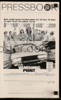 7s572 VANISHING POINT pressbook 1971 car chase cult classic, you never had a trip like this before!