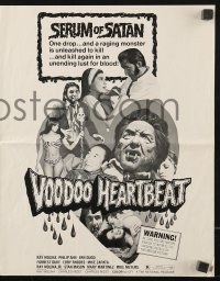 7s577 VOODOO HEARTBEAT pressbook 1972 Ray Molina, wacky serum of Satan, unleashed to kill!