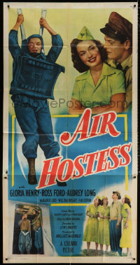 7t170 AIR HOSTESS 3sh 1949 love flies high with pretty flight attendant Gloria Henry!