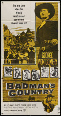 7t176 BADMAN'S COUNTRY 3sh 1958 George Montgomery as Pat Garrett, Buster Crabbe as Wyatt Earp!