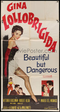 7t179 BEAUTIFUL BUT DANGEROUS 3sh 1958 full-length art of sexy Gina Lollobrigida, Vittorio Gassman
