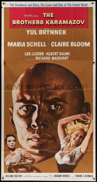 7t191 BROTHERS KARAMAZOV 3sh 1958 huge headshot of Yul Brynner, sexy Maria Schell & Claire Bloom!