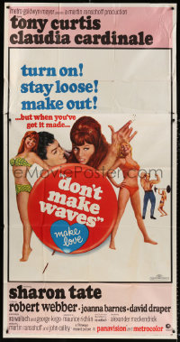 7t215 DON'T MAKE WAVES style B 3sh 1967 Tony Curtis with sexy Sharon Tate & Claudia Cardinale!