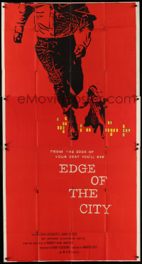 7t218 EDGE OF THE CITY 3sh 1957 great different Saul Bass art of man running off of the poster!