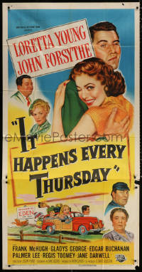 7t255 IT HAPPENS EVERY THURSDAY 3sh 1953 Loretta Young, John Forsythe, wacky art of family!