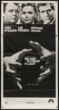 7t295 NO WAY TO TREAT A LADY 3sh 1968 Rod Steiger, Lee Remick & Segal, hands about to strangle!
