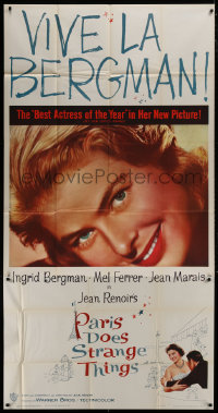 7t307 PARIS DOES STRANGE THINGS 3sh 1957 Jean Renoir's Elena et les hommes, c/u of Ingrid Bergman!