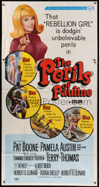 7t309 PERILS OF PAULINE 3sh 1967 Rebellion Girl Pamela Austin is dodgin' unbelievable perils!