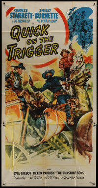 7t315 QUICK ON THE TRIGGER 3sh 1948 art of Charles Starrett as The Durango Kid, Smiley Burnette!