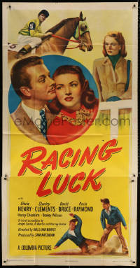 7t316 RACING LUCK 3sh 1948 Gloria Henry, David Bruce, jockey Stanley Clements, horse racing!