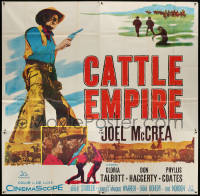 7t059 CATTLE EMPIRE 6sh 1958 cool full-length image of cowboy Joel McCrea with gun drawn!