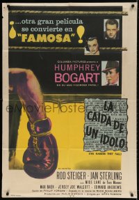 7t124 HARDER THEY FALL Argentinean 1957 Humphrey Bogart, Rod Steiger & boxer Mike Lane!