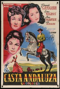 7t152 VERTIGO Argentinean 1953 art of Fernando Granada on horse + top female stars by Benaiges!