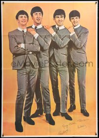 7t014 BEATLES 39x55 commercial poster 1960s John, Paul, George & Ringo in matching suits & ties!