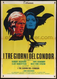 7t887 3 DAYS OF THE CONDOR Italian 1p 1976 different art of Robert Redford & Faye Dunaway!