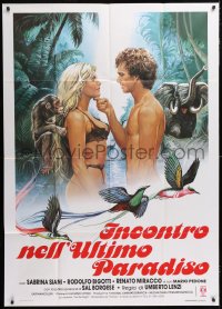7t882 ADVENTURES IN LOST PARADISE Italian 1p 1982 Umberto Lenzi, art of near-naked jungle lovers!
