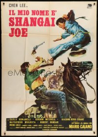 7t793 DRAGON STRIKES BACK Italian 1p 1972 Il mio nome e Shanghai Joe, cool kung fu western art!