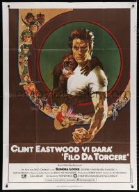 7t782 EVERY WHICH WAY BUT LOOSE Italian 1p 1979 Bob Peak art of Clint Eastwood & Clyde orangutan!