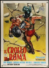 7t781 FALL OF ROME style B Italian 1p 1963 Margheriti's Il Crollo di Roma, cool sword & sandal art!