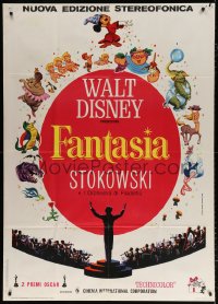 7t780 FANTASIA Italian 1p R1970s great art of Mickey Mouse, Stokowski & others, Disney classic!