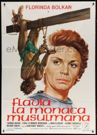 7t776 FLAVIA Italian 1p 1974 Tarantelli art of Florinda Bolkan watching man bound & hung!