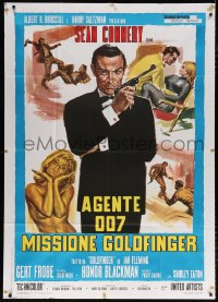 7t760 GOLDFINGER Italian 1p R1970s art of Sean Connery as James Bond + sexy golden Shirley Eaton!