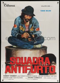 7t750 HIT SQUAD Italian 1p 1976 Bruno Corbucci, great art of Tomas Milian with cigarette & gun!