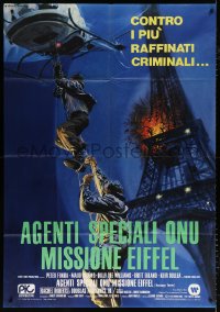 7t745 HOSTAGE TOWER Italian 1p 1980 Alistair McLean, cool Ciriello art of Eiffel Tower explosion!