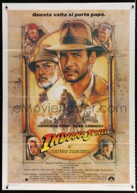 7t730 INDIANA JONES & THE LAST CRUSADE Italian 1p 1989 Struzan art of Harrison Ford & Sean Connery!