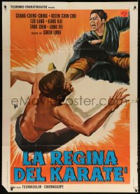 7t717 KUNG-FU MAMA Italian 1p 1974 great Aller art of old woman kicking tough guy in mid-air!