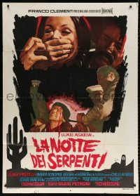 7t675 NIGHT OF THE SERPENT Italian 1p 1969 wild art of woman being silenced & tortured man!