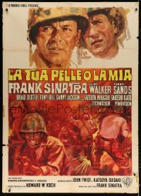 7t674 NONE BUT THE BRAVE Italian 1p 1965 Frank Sinatra, different Parmigiani & Dell'orco art, rare!
