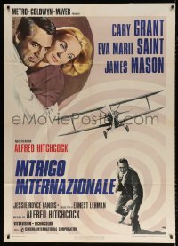 7t673 NORTH BY NORTHWEST Italian 1p R1976 Cary Grant, Saint & cropduster, Hitchcock, Nistri art!