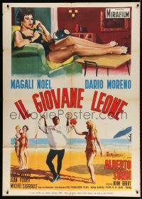 7t669 OH! QUE MAMBO Italian 1p 1958 Enzo Nistri art of Dario Moreno on beach & sexy Magali Noel!