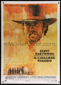 7t665 PALE RIDER Italian 1p 1985 great artwork of cowboy Clint Eastwood by C. Michael Dudash!