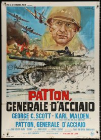 7t664 PATTON Italian 1p 1970 General George C. Scott, cool different art by Averardo Ciriello!