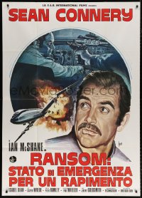 7t651 RANSOM Italian 1p 1975 different Aller art of cockpit & Sean Connery by crashing plane!